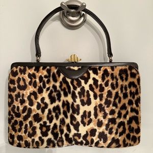 Vintage 50s faux leopard kelly style bag